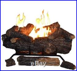 Fireplace Logs Propane Gas 24 in. Vent-Free Remote Controlled U-Shaped Burner