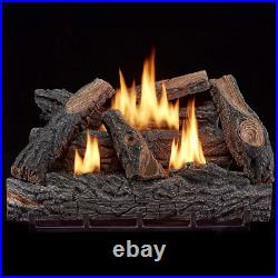 Fuel Gas Fireplace Log Set Thermostat Control Vent Free Oxygen Depletion 32K BTU