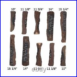 GASPRO Gas Fireplace Logs, 10 Piece Ceramic Fireplace Logs for All Types Fire