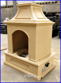 GAS FIREPLACE FIRE PIT OUTDOOR TUSCAN STYLE STONE withLogs 44 H Patio Propane New