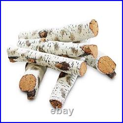 Gas Fireplace Log Set Ceramic White Birch for Indoor Insert, Vented, Propane