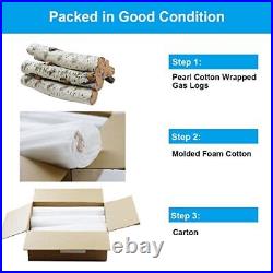 Gas Fireplace Log Set Ceramic White Birch for Indoor Insert, Vented, Propane