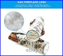 Gas Fireplace Log Set Ceramic White Birch for Indoor Insert, Vented, Propane, El