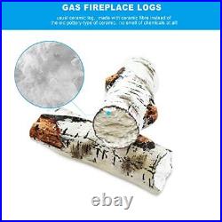 Gas Fireplace Log Set Ceramic White Birch for Indoor Insert Vented Propane Ga