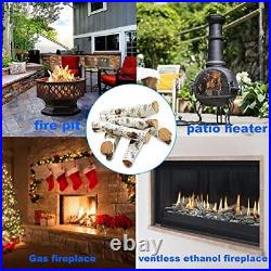 Gas Fireplace Log Set Ceramic White Birch for Indoor Insert Vented Propane Ga
