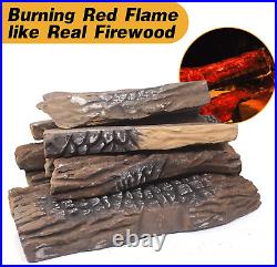 Gas Fireplace Logs, 10pcs Large Ceramic Firepit Logs, Decorative Faux Wood Log