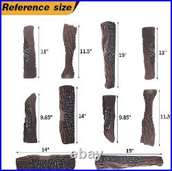 Gas Fireplace Logs, 10pcs Large Ceramic Firepit Logs, Decorative Faux Wood Log