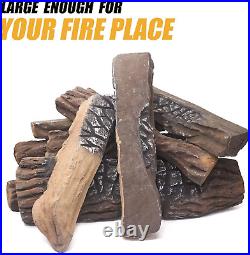 Gas Fireplace Logs, 10pcs Large Ceramic Firepit Logs, Decorative Faux Wood Log