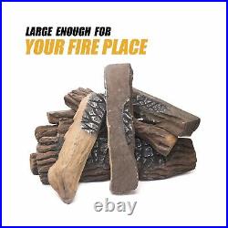Gas Fireplace Logs, 10pcs Large Faux Firepit Logs, Decorative Ceramic Wood Log