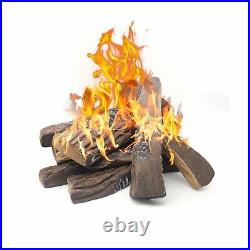 Gas Fireplace Logs, 10pcs Large Faux Firepit Logs, Decorative Ceramic Wood Log