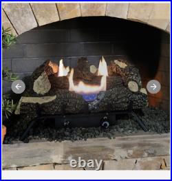 Gas Fireplace Logs 30000 BTU Vent-Free Dual-Fuel with Thermostat