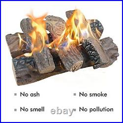 Gas Fireplace Logs Large 5 Pieces Artificial Realistic Ceramic Wood Logs for