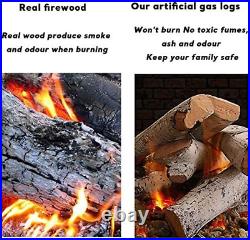 Gas Fireplace Logs Set, Ceramic White Birch Wood Logs for Indoor Inse