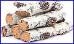 Gas Fireplace Logs Set Ceramic White Birch for Intdoor Inserts, Fireplace Decor