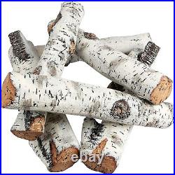 Gas Fireplace Logs Set Ceramic White Birch for Intdoor Inserts, Vented, Propane