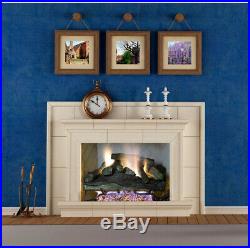 Gas Fireplace Logs Vent-Free 30 in. Large LP Propane With Remote Control Grate