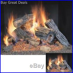 Gas Log Fireplace Set New Natural 18 Inch Stove Home Heating High Performance