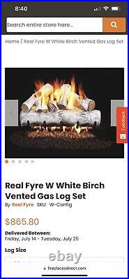 Gas fireplace log set with burner