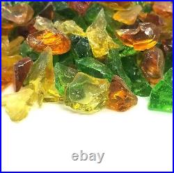 Green, Amber, Gold 1/2 1 Premium Large Fire Glass for Fireplace and Fire Pit