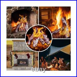 HEXELE Faux Gas Fireplace Logs Set, 16 inch Large Ceramic White Birch Gas Log
