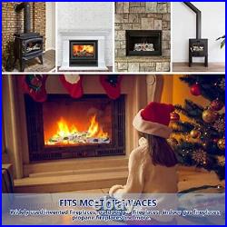 HEXELE Faux Gas Fireplace Logs Set, 16 inch Large Ceramic White Birch Gas Log