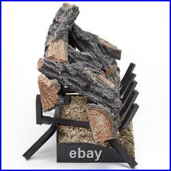HearthSense 24 In. 55000 BTU Vented Natural Gas Log Set Fireplace Mountain Oak