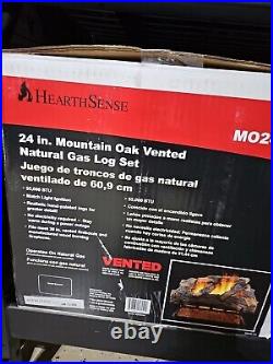HearthSense 24 Vented Natural Gas Log Set Match Light Mountain Oak 55000 BTU