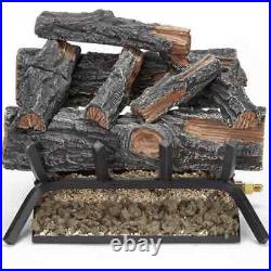 HearthSense Fireplace Logs 18W Vented Gas Match Light Mountain Oak Natural