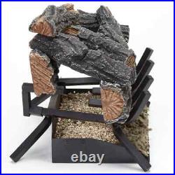 HearthSense Fireplace Logs 18W Vented Gas Match Light Mountain Oak Natural