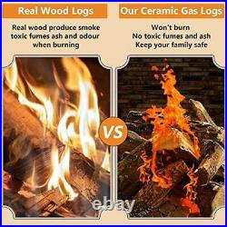 Hisencn 10 Piece Gas Fireplace Logs Ceramic Wood Log Set for Vented Propane G
