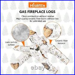 Hisencn Gas Fireplace Logs 26 inch Large Ceramic White Birch Log for Gas Fire
