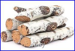 Hisencn Gas Fireplace Logs Set Ceramic White Birch Log for Gas Fireplace Intd