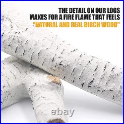 IBS Gas Fireplace Logs, 5-Piece Ceramic Wood, White Birch Decorative Logs for Al