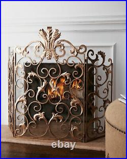 IRON FIREPLACE SCREEN Gas or Wood Logs Mesh Screen Handcrafted 46.5W x 36H