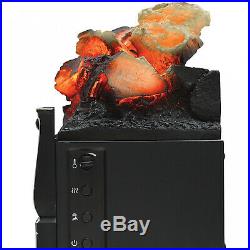 Infrared Quartz Log Set Heater with Realistic Ember Bed and Logs, Black