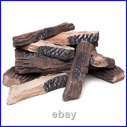 Large Gas Fireplace Logs 10 Piece Set Of Ceramic Wood Logs. Use In Indoor, Ga