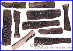Large Gas Fireplace Logs 10 Piece Set Of Ceramic Wood Logs. Use In Indoor Gas In