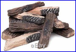 Large Gas Fireplace Logs 10 Piece Set of Ceramic Wood Logs. All Types of