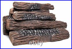 Large Gas Fireplace Logs 10 Piece Set of Ceramic Wood Logs. Use in Indoor