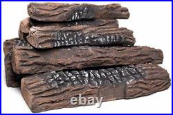 Large Gas Fireplace Logs 10 Piece Set of Ceramic Wood Logs. Use in Indoor