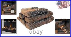 Lifelike 10-Piece Ceramic Log Set Safe & Stylish for Indoor/Outdoor Fireplaces