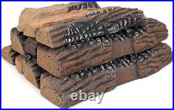 Lifelike 10-Piece Ceramic Log Set Safe & Stylish for Indoor/Outdoor Fireplaces