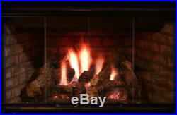 Majestic Reveal 36 B Vent Natural Gas Fireplace with Glowing Embers and Log Set