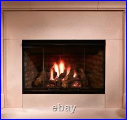 Majestic Reveal 42 B Vent Natural Gas Fireplace with Glowing Embers and Log Set