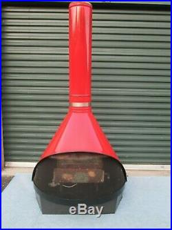 Mid Century Modern BRIGHT RED PREWAY Cone Fireplace with Gas Logs PLS READ DETAILS