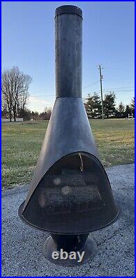 Mid-century Modern Freestanding Fireplace Atomic Gas With Logs