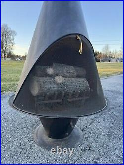 Mid-century Modern Freestanding Fireplace Atomic Gas With Logs