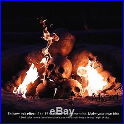 Myard Fireproof Human Fire Pit Skull Gas Log for NG LP Wood Fireplace Firepit