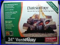 NEW 24 Vent-Free Propane Gas Fireplace Logs Thermostat Control Heating Insert