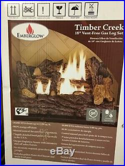 NEW Emberglow 18 in. Timber Creek Vent Free Dual Fuel Gas Log Set with Manual